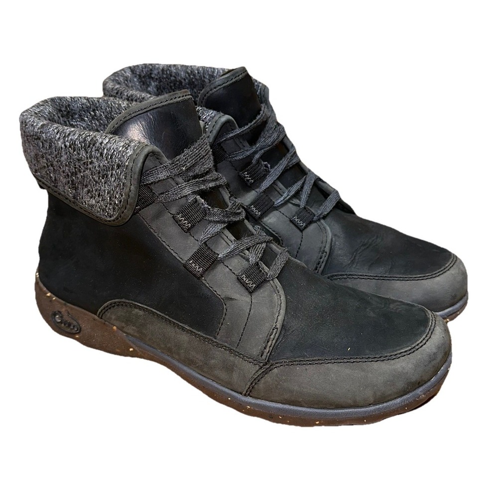 Chaco Barbary Chukka Boots Black Leather Wool Lined JCH199800 Women's 11‎ $170